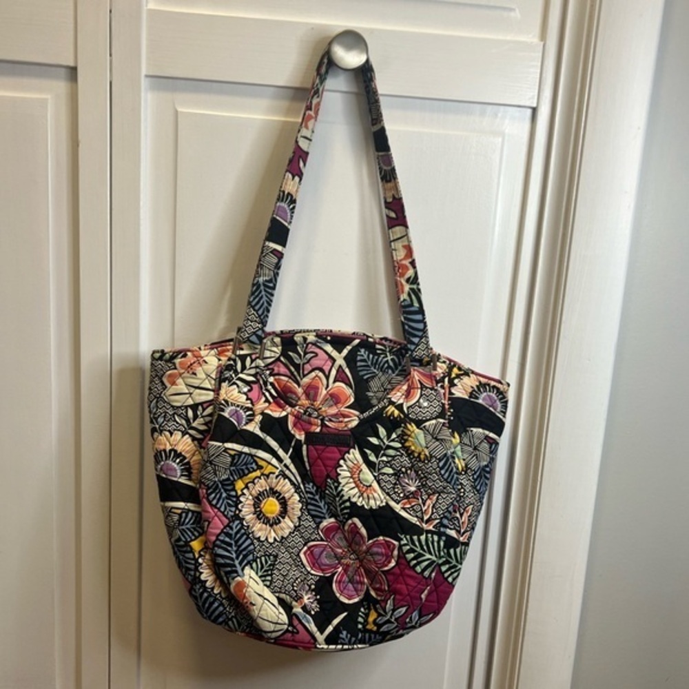 Vera Bradley Floral Print Shoulder Bag Color Black, Pink, Purple, Yellow, Blue